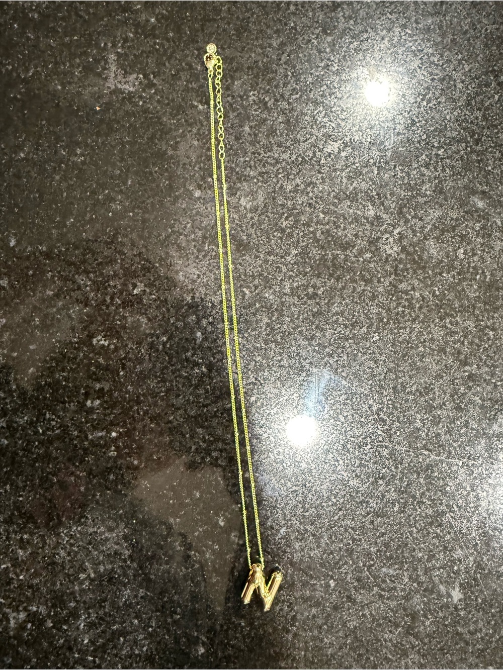 Gold Initial 'N' Pendant Necklace